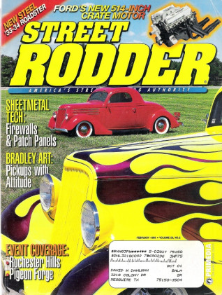 STREET RODDER 1999 FEB - SO-CAL ROADSTER, Y-BLOCK BUILD-UP, LEAF SPRING TECH
